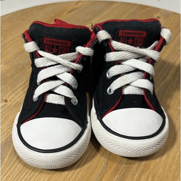 Converse All Star Chuck Taylor’s Toddler Boys Size 5 Sneaker Red Black - Picture 3 of 7